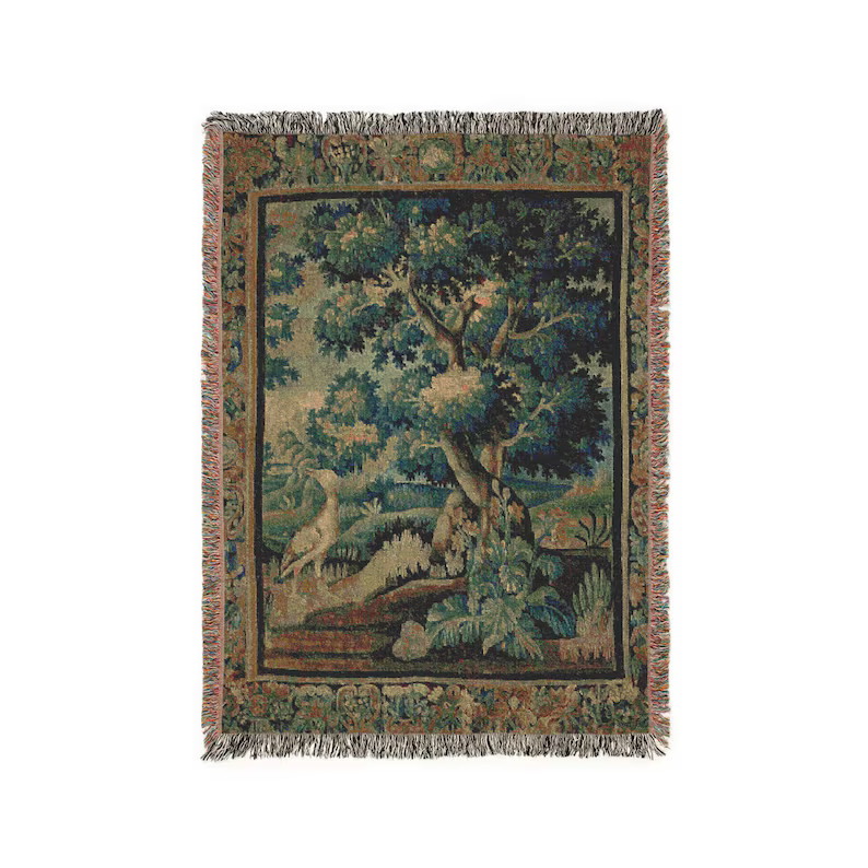 Aubusson Tapestry French Woven Blanket, Verdure With Goose Old Money Home Decor Throw Antique Sty... | Etsy (US)