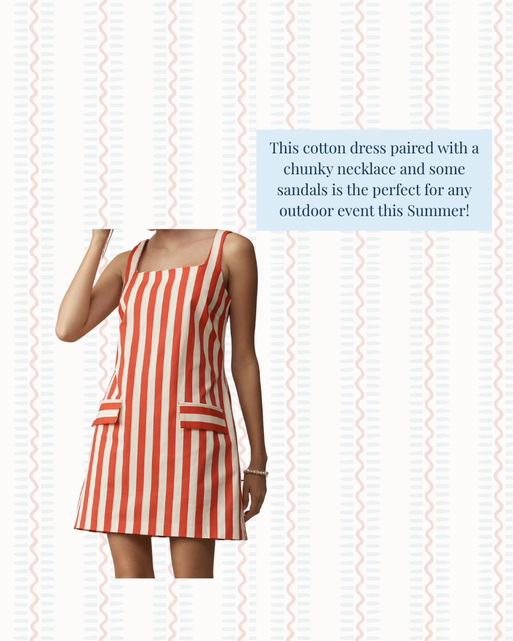 This cotton dress is 10/10!! The stripes are so cute and I think this would be perfect paired with a chunky necklace and sandals 