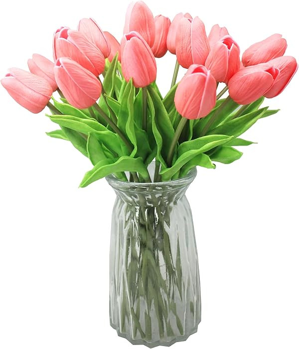 10-Heads Artificial Flowers PU Mini Real Touch Tulip Bouquets for Home Wedding Party Centerpiece ... | Amazon (US)