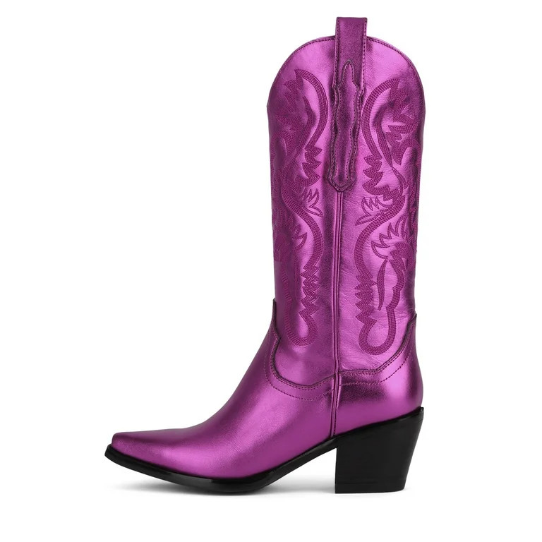 Jeffrey Campbell DAGGET Mid-Calf Western Heeled Boots FUCHSIA METALLIC | Walmart (US)