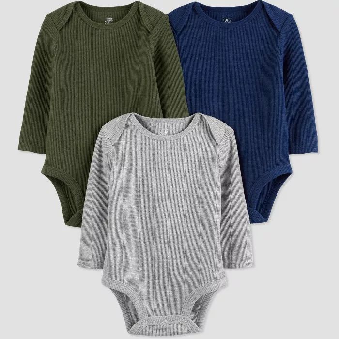 Baby Boys' 3pk Solid Bodysuit - Just One You® made by carter's Green/Gray/Blue | Target