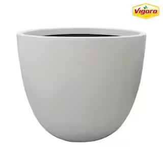 Vigoro 14 in. Fresno Medium White High-Density Resin Planter (14 in. D x 12 in. H) With Drainage ... | The Home Depot