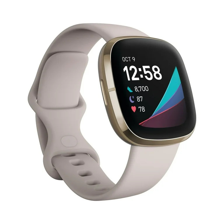 Fitbit Sense Smartwatch - Lunar White/Soft Gold Stainless Steel | Walmart (US)