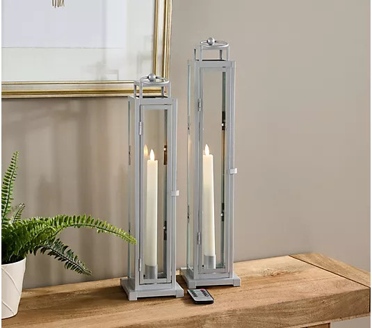 Home Reflections Indoor/Outdoor Set of 2 Taper Lanterns | QVC