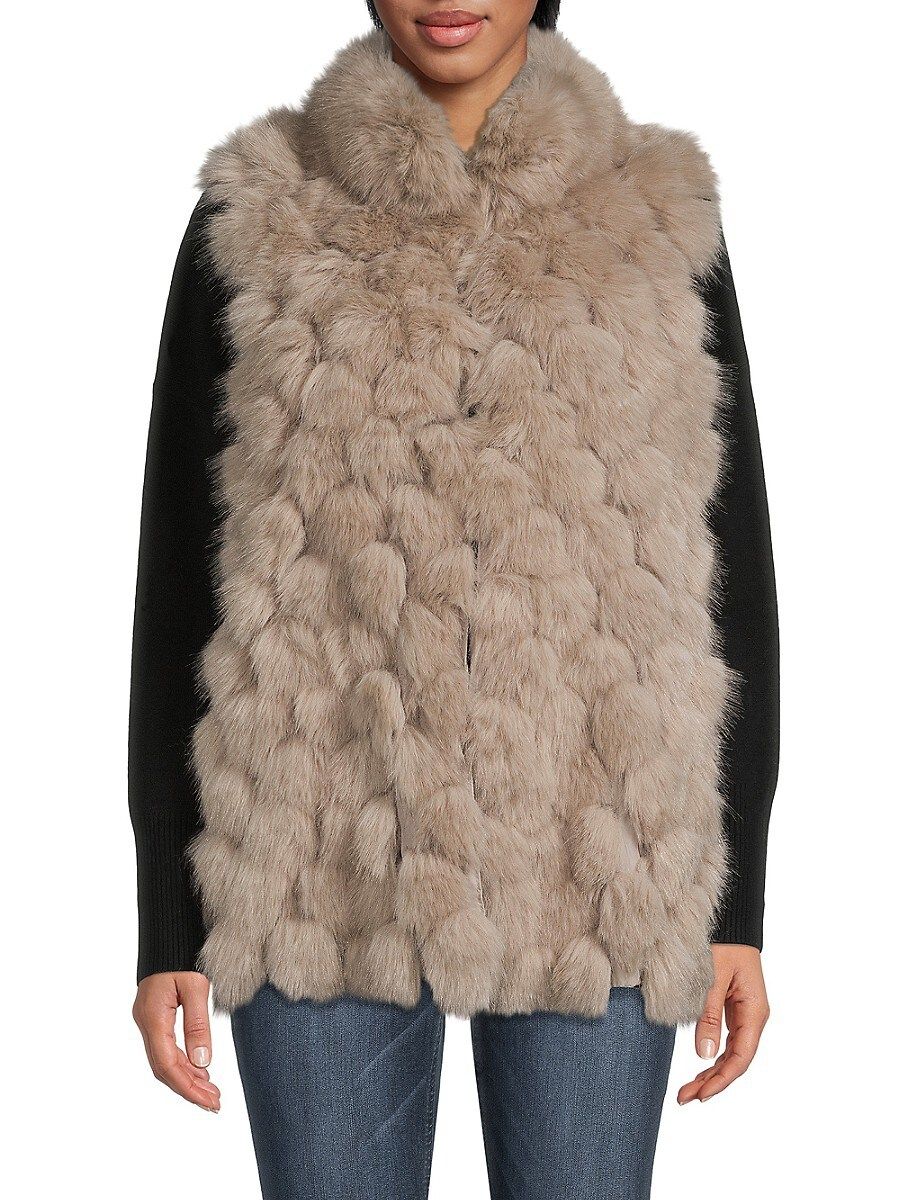 BELLE FARE Women's Faux Fur Vest - Stone - Size S | Saks Fifth Avenue OFF 5TH