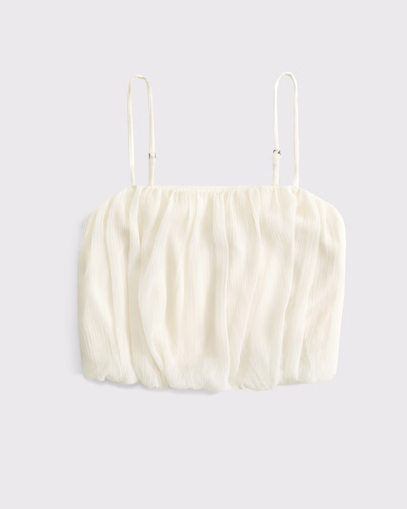 Abercrombie & Fitch Women's Sheer Bubble Hem Cami in Cream - Size S | Abercrombie & Fitch (US)