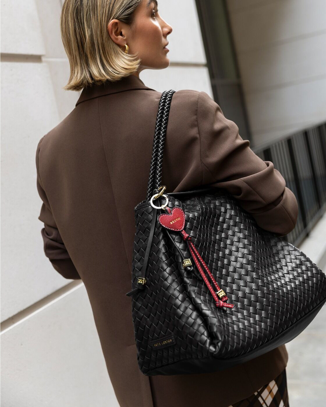 Nova Hand Woven Large Shoulder Bag in Black | Katie Loxton Ltd. (UK)