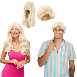 Watt's Wigs - Beautiful Blonde Couples Costume Wigs - Movie Quality 28" Long Blond Hair Wig and a... | Amazon (US)