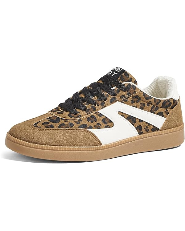 Women's Retro Sneakers Vintage Leather & Suede Patchwork Casual Shoes with Recyclable Material In... | Amazon (US)