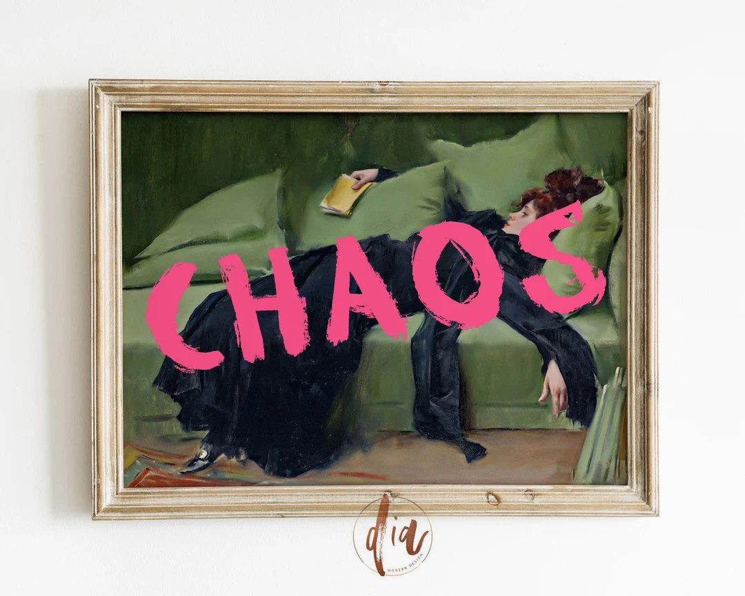 Chaos Print, Altered Art Portrait, Trendy Gallery Wall Print, Pink Graffiti Poster, Vintage Paint... | Etsy (US)