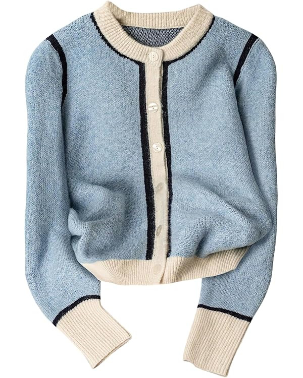 SOLY HUX Women's Button Down Cardigan Sweater Color Block Long Sleeve Crew Neck Trendy Sweaters F... | Amazon (US)