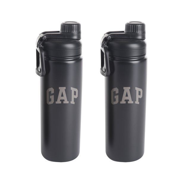 Gap Home 20-Ounce Stainless Steel Black Hydration Bottle, Set of 2 - Walmart.com | Walmart (US)