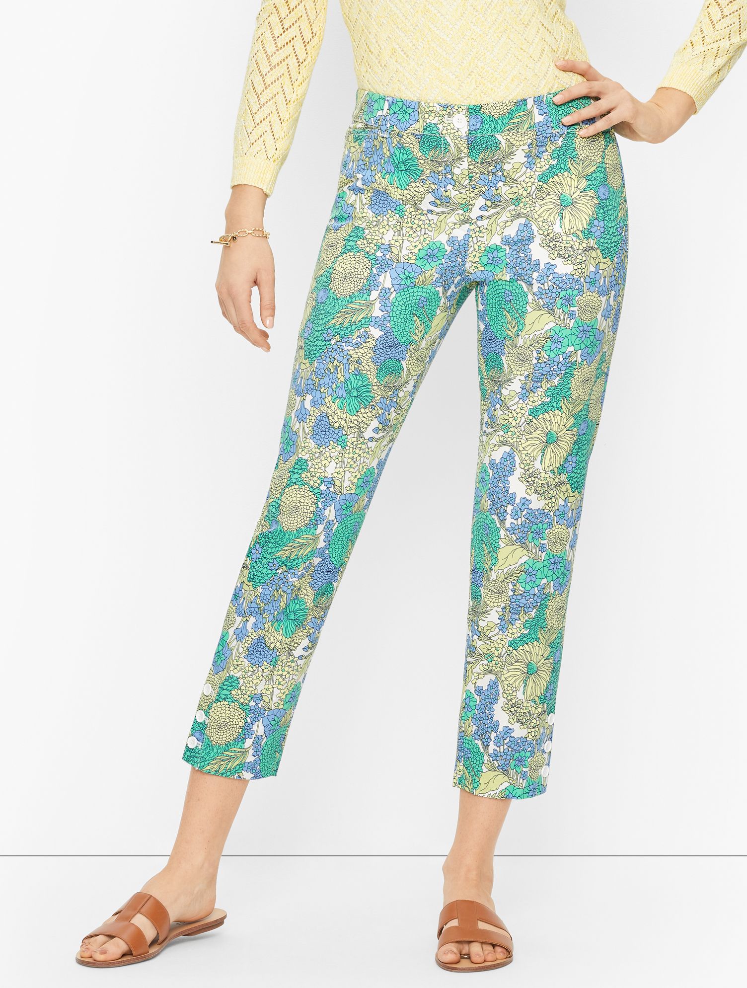 Perfect Crops Pants - Breezy Floral - Curvy Fit - White - 2 Talbots | Haven Well Within