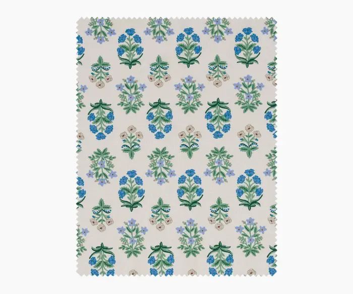 Mughal Rose Blue  Cotton Fabric | Rifle Paper Co.