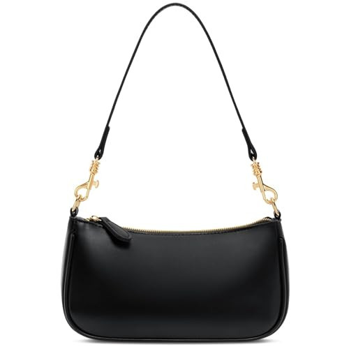 KKXIU Small Black Purse for Women - Cute Mini Shoulder Bag Vegan Leather Purses Retro Underarm Bags with Removable Strap | Amazon (US)