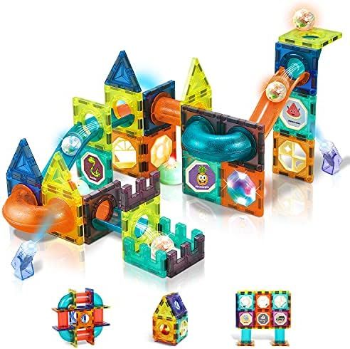 Lydaz Magnetic Tiles Marble Run for Kids Ages 4-8, 75PCS Building Blocks Magnets Toys Birthday Gi... | Amazon (US)