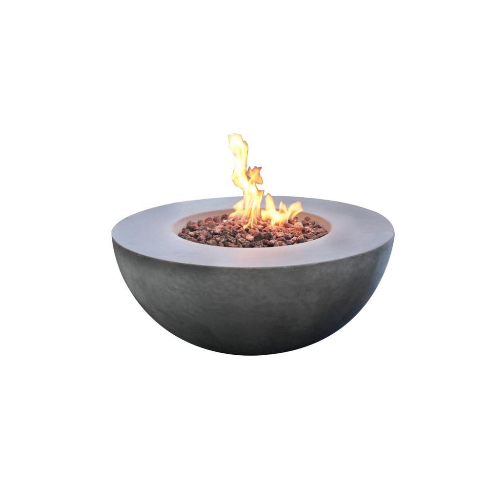 Modeno Roca 34 in. x 34 in. Grey Round Concrete Propane Fire Pit Table with Electronic Ignition Cove | The Home Depot