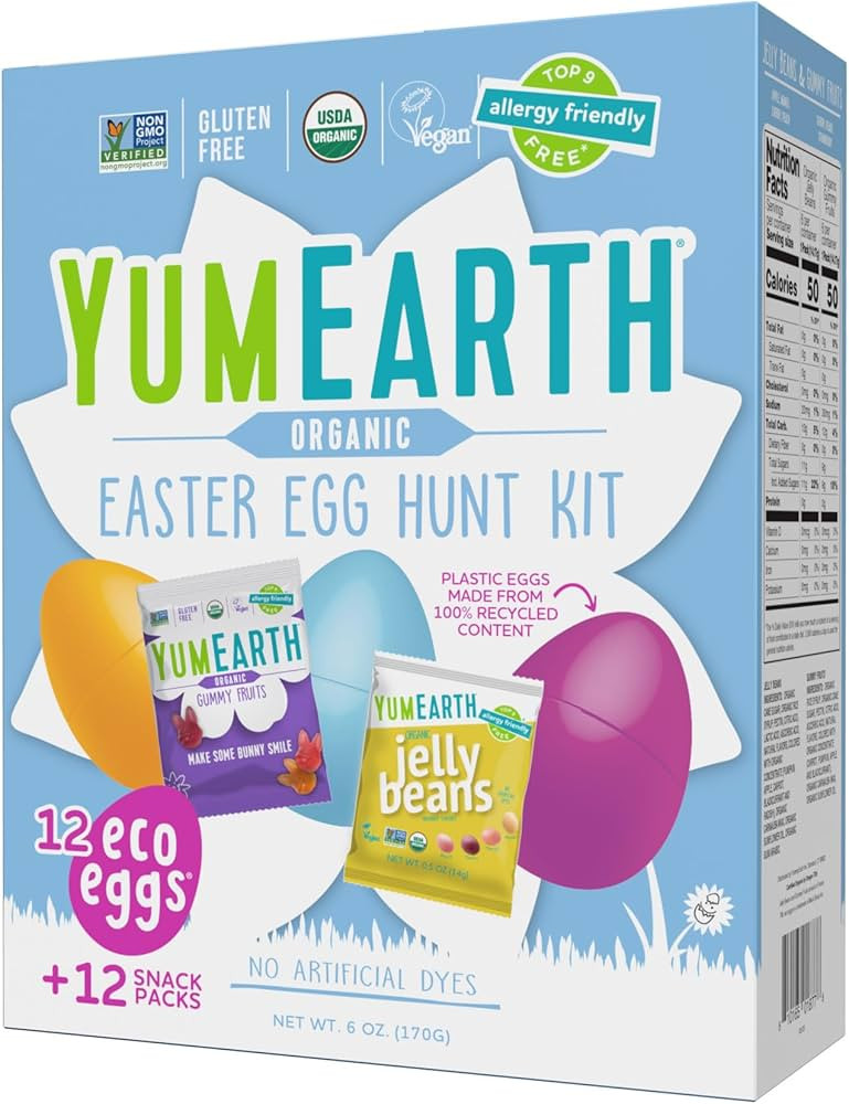 YumEarth Easter Egg Hunt Kit - 12 Eggs with Individually Wrapped Candy Snack Packs - Organic Gumm... | Amazon (US)