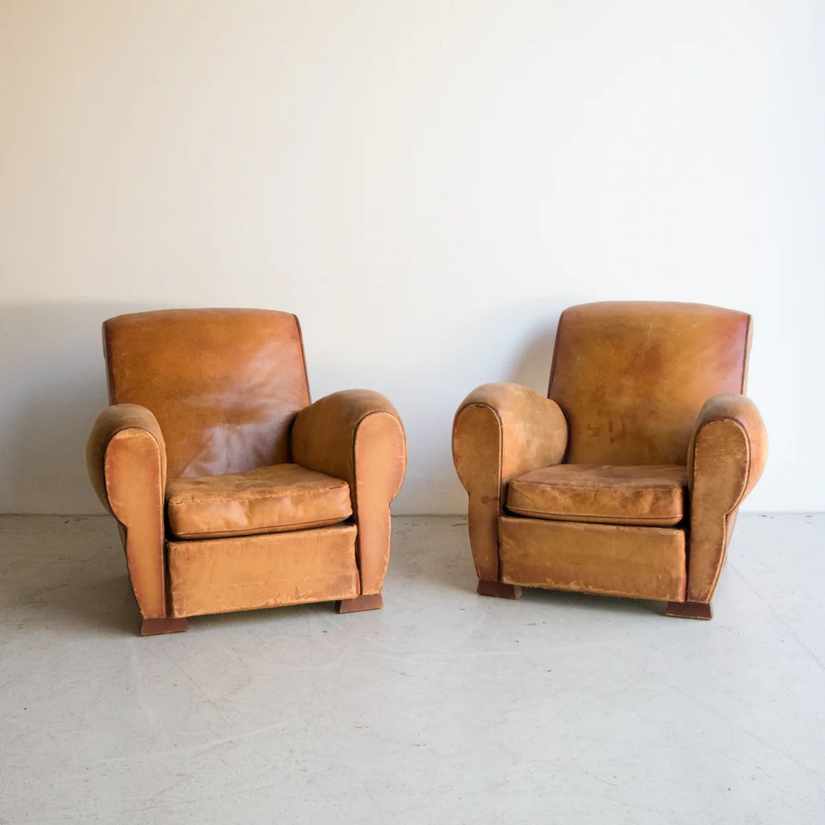 Pair of Vintage Leather Club Chairs | Elsie Green US