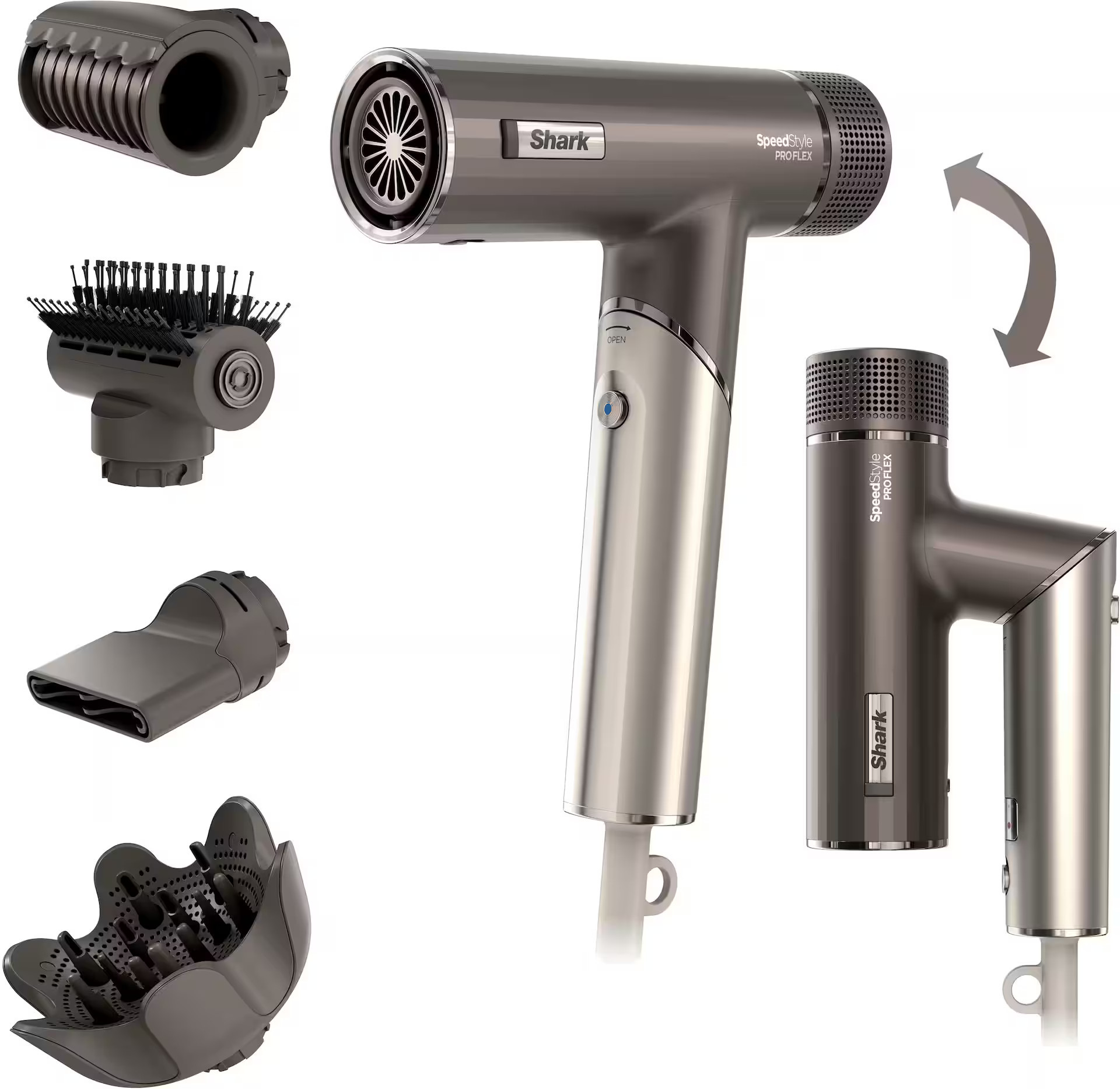 Shark - SpeedStyle Pro FLEX Professional Performance High-Velocity Hair Dryer System - Metallic Gray | Best Buy U.S.