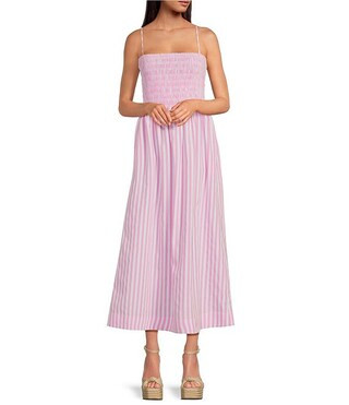 Gianni Bini Renee Stripe Smocked Square Neck Dress | Dillard's | Dillard's