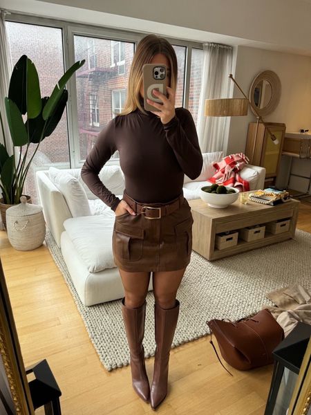 a little thanksgiving outfit inspo! skirt and boots are on sale now! loving these brown outfits this year! 

#LTKSeasonal #LTKstyletip #LTKCyberWeek