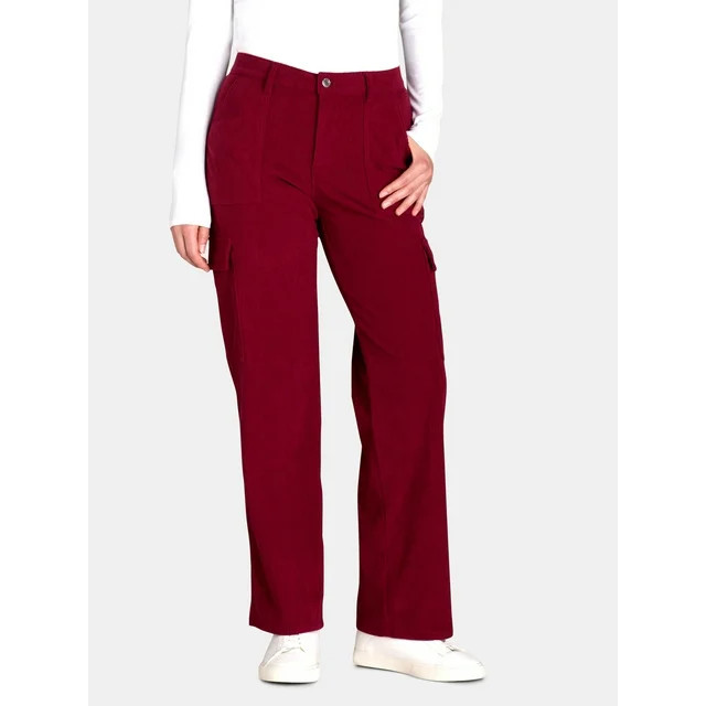 No Boundaries Corduroy Straight Leg Pants, 31" Inseam, Women's | Walmart (US)