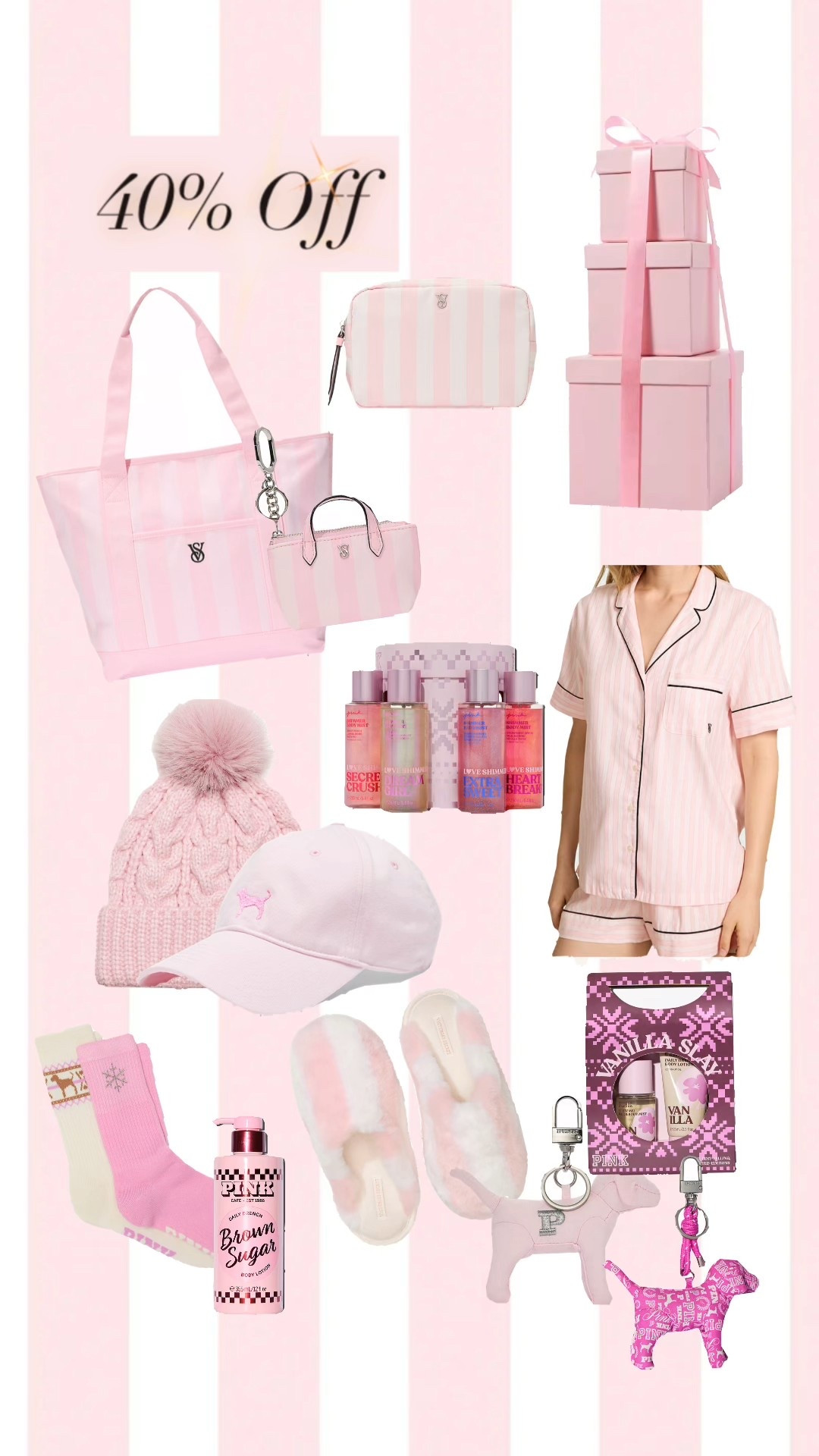 40% off Black Friday sale today! Gifts for her. Classic pink and white striped Victoria Secret/Pink. Super cute Christmas gift idea. Cute tote bag. 

#LTKCyberWeek #LTKHoliday #LTKGiftGuide