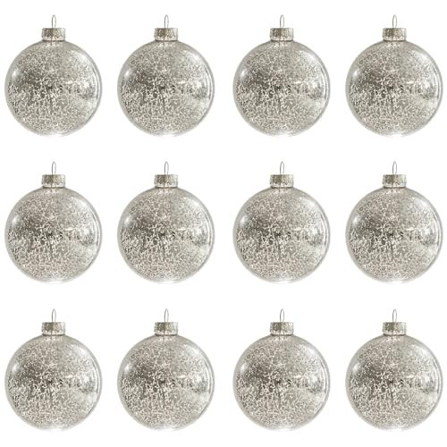 Christmas Ball Ornaments Set of 12pcs-3.15” Silver Mercury Glass Xmas Hanging Ball Decorations for Christmas Tree, Elegant Shiny Xmas Ornaments for New Year Thanksgiving Birthdays Holiday Party | Amazon (US)