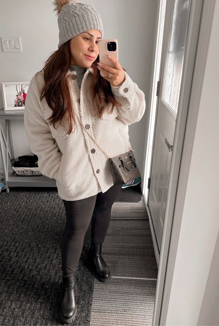 Sherpa coat | grey toque | coach side back | Amazon tights | Tessa boots | grey turtle neck sweater | winter outfit | cozy outfit | cold weather outfit | beige coat | 

#LTKSeasonal #LTKFind #LTKstyletip