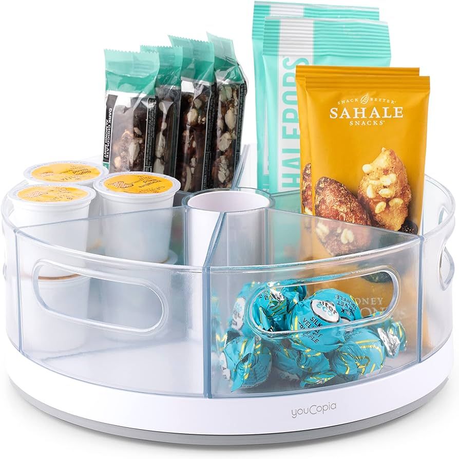 YouCopia Crazy Susan Lazy Susan Organizer, 6 BPA-Free Removable Clear Bins with Handles, Rotating... | Amazon (US)