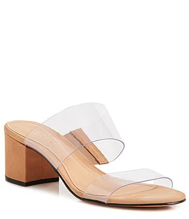 Schutz Victorie Clear Block Heel Dress Slides - 9.5 | Dillard's