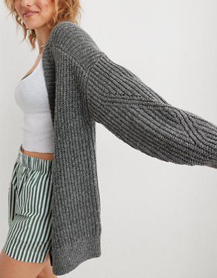 Aerie Wide Rib Oversized Cardigan | Aerie