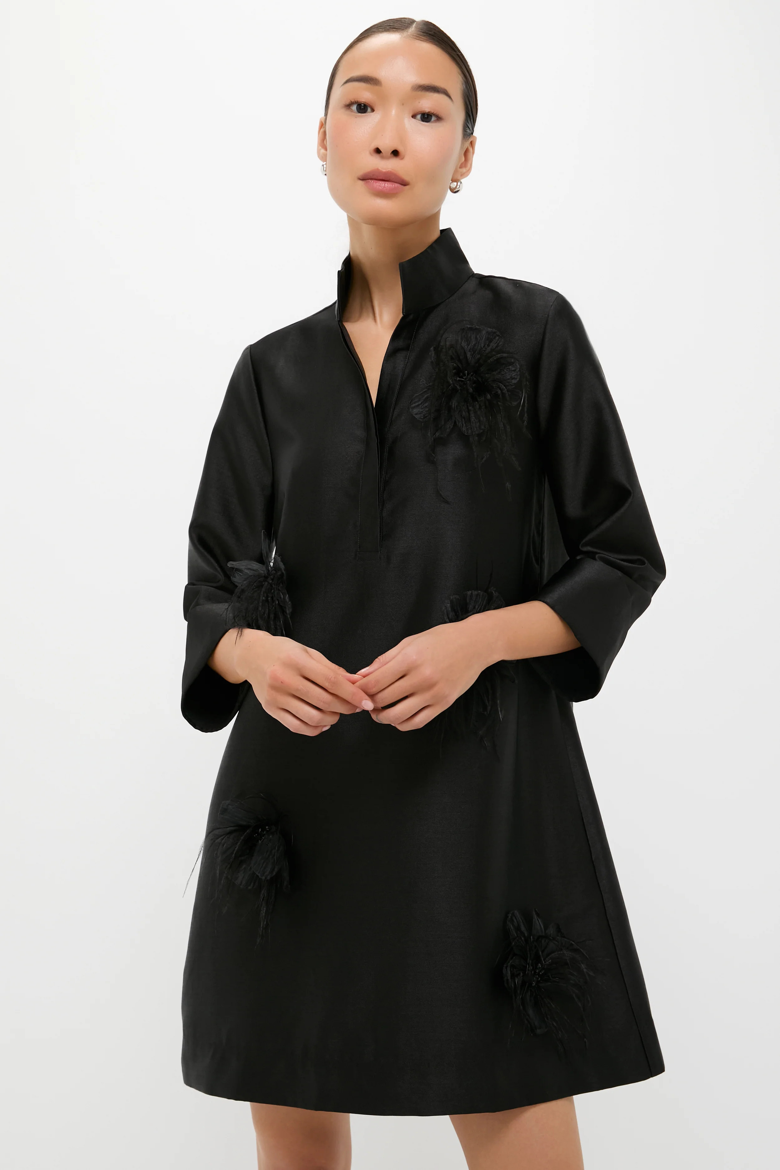Black Embellished Dupioni Megan Dress | Tuckernuck (US)
