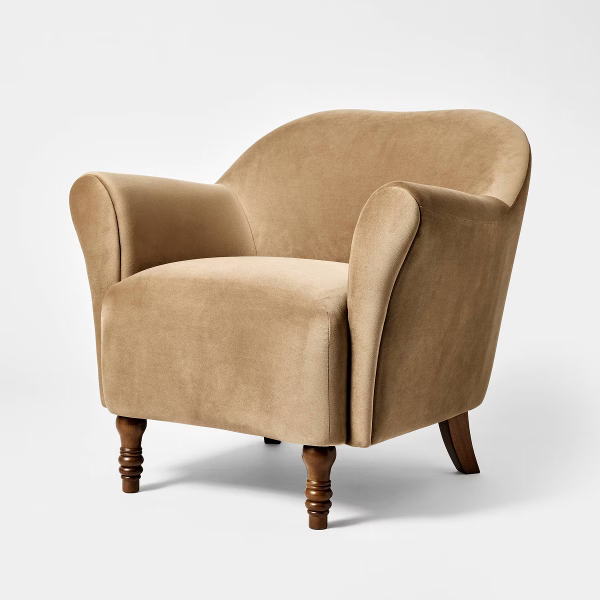 Turned Leg Velvet Accent Chair Tan - Threshold™ designed with Studio McGee | Target