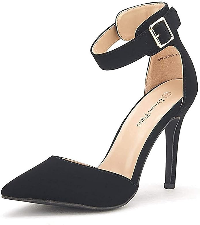 DREAM PAIRS Oppointed-Ankle Women's Pointed Toe Ankle Strap D'Orsay High Heel Stiletto Pumps Shoes. | Amazon (US)