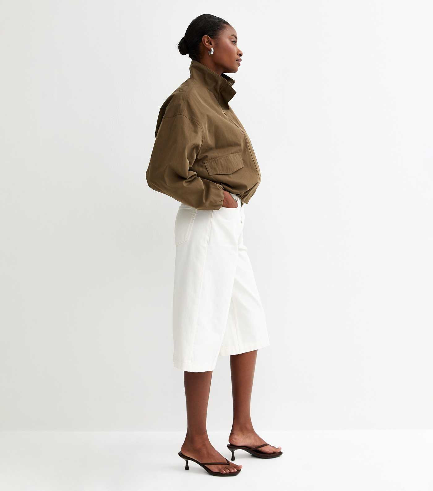 Khaki Brown High Neck Bubble Hem Jacket | New Look | New Look (UK)