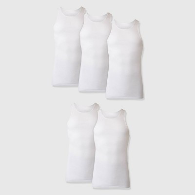 Hanes Premium Men's Comfort Tank Top Undershirt 5pk - White L: Breathable, Moisture Wicking, Tagless, Jersey Fabric | Target