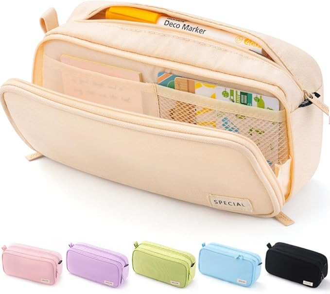 HVOMO Large Capacity Pencil Case Organizer Pen Marker Holder Double Zipper Storage Bag Big Pencil... | Amazon (US)