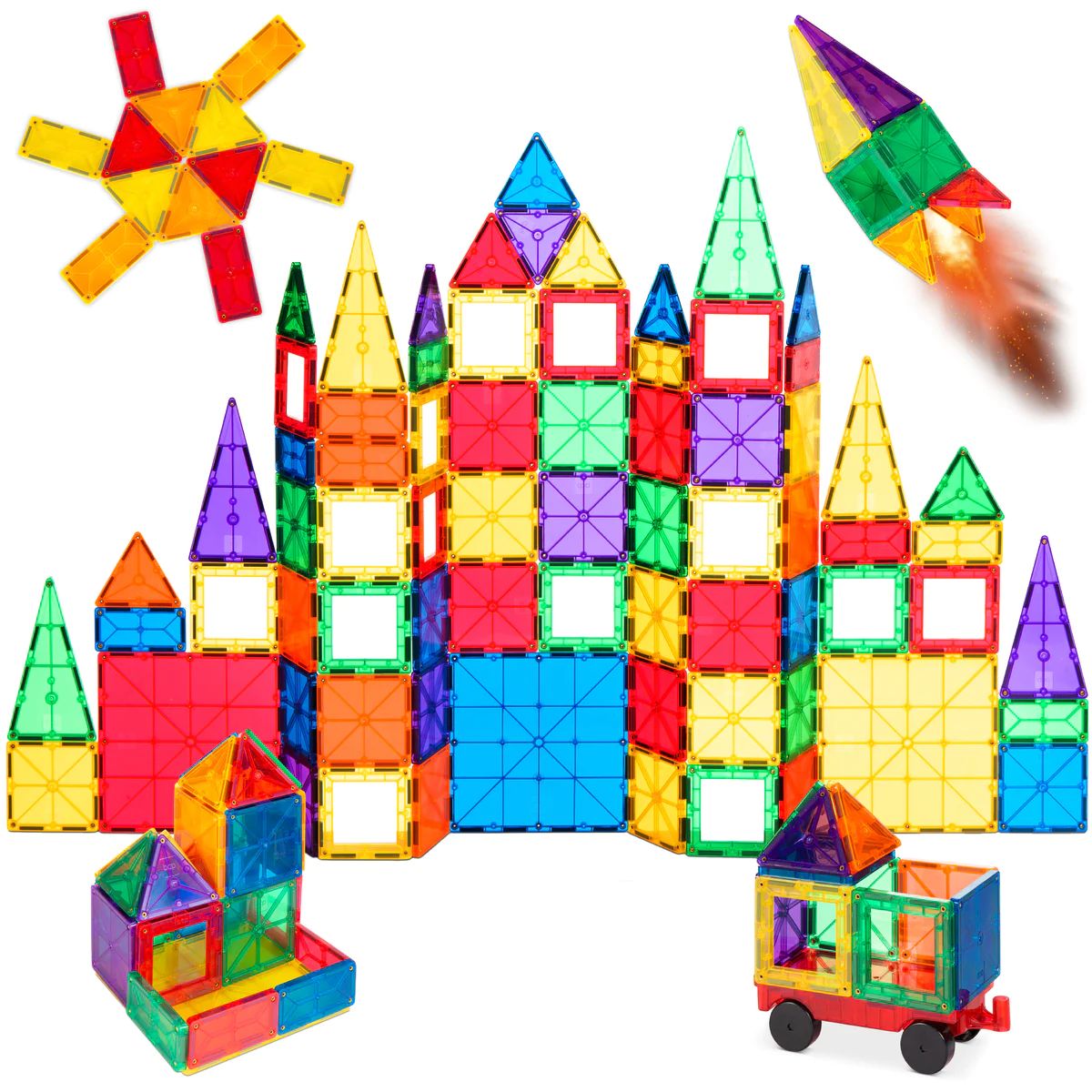 110-Piece Kids Magnetic Tiles STEM Construction Toy Building Block Set | Best Choice Products 