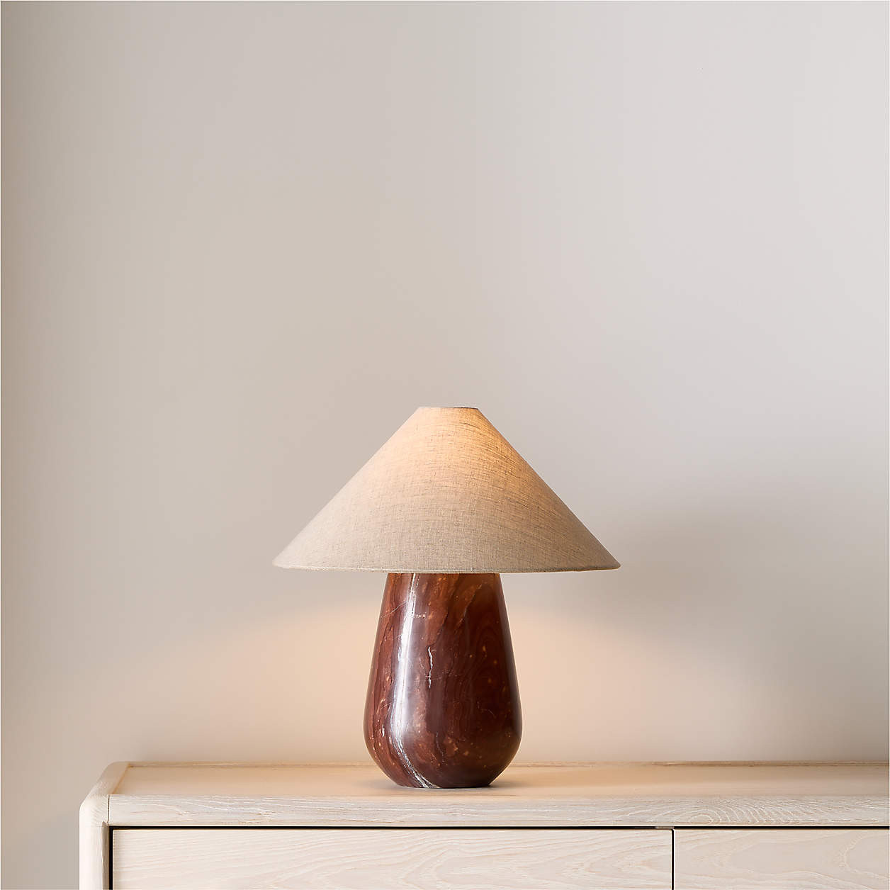Millstone Bordeaux Marble Table Lamp with Fabric Shade 10.5" | Crate & Barrel | Crate & Barrel
