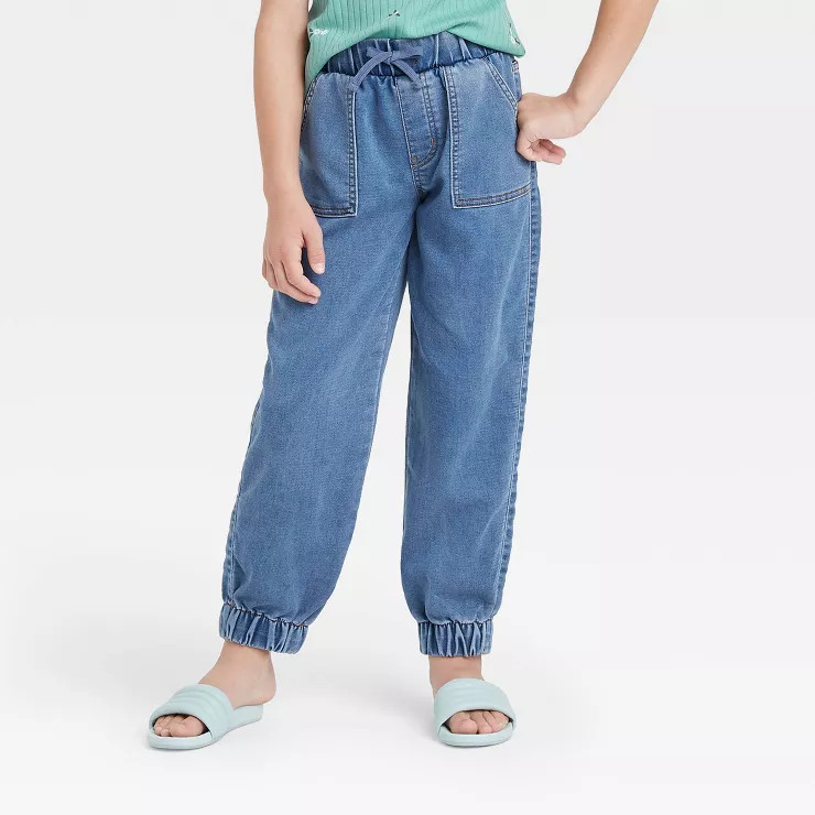 Girls' Mid-Rise Soft Jeans Joggers - Cat & Jack™ Medium Wash | Target