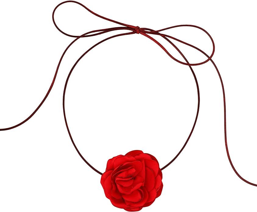 Flower Rosette Choker Necklace Cute Summer Essentials Accessories for Teen Girls Women Trendy Stu... | Amazon (US)