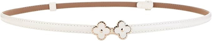 Lucky Clover Women's Leather Skinny Belt for Dress Adjustable Thin Waist Belt for Lady Waistband ... | Amazon (US)