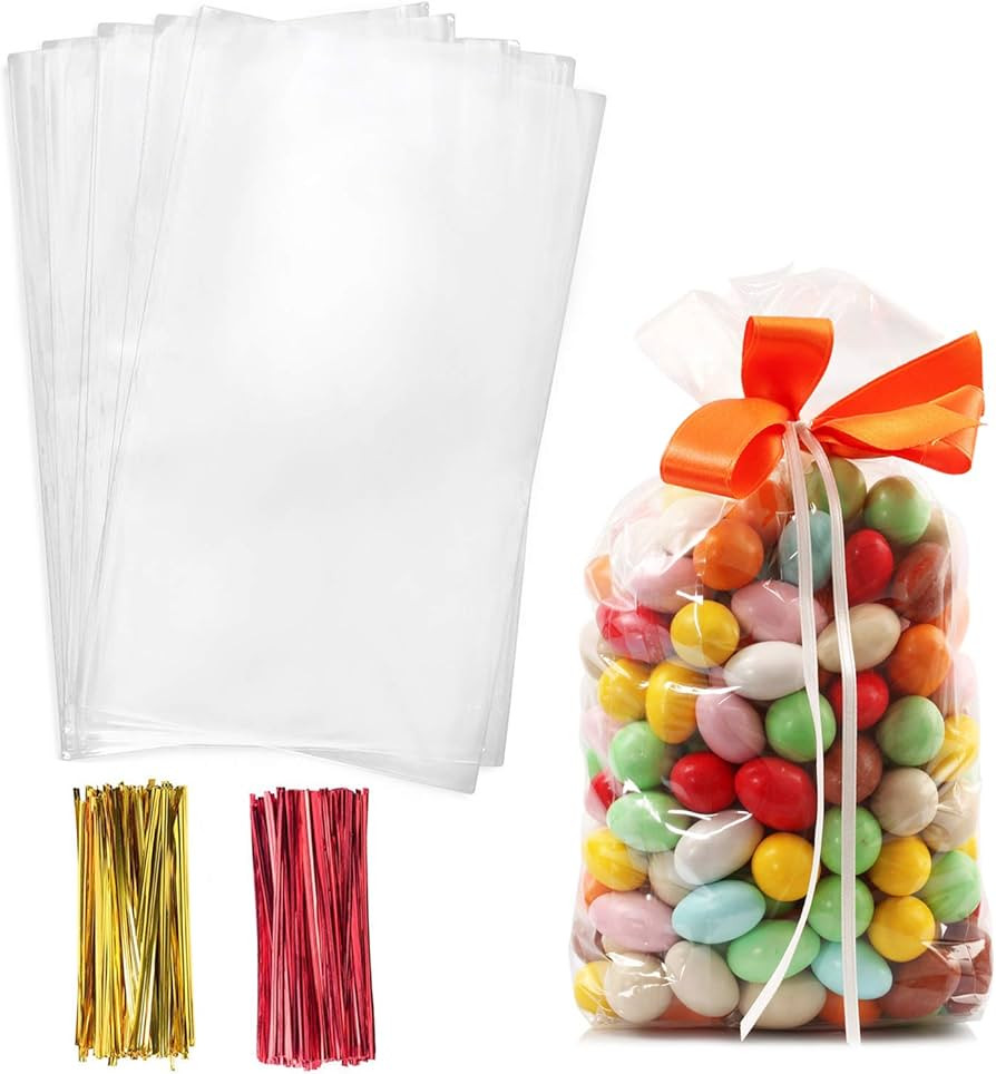 Morepack Cello Cellophane Treat Bags,200 PCS Clear Pastic Gift Bags with Twist Ties,Party Favor B... | Amazon (US)