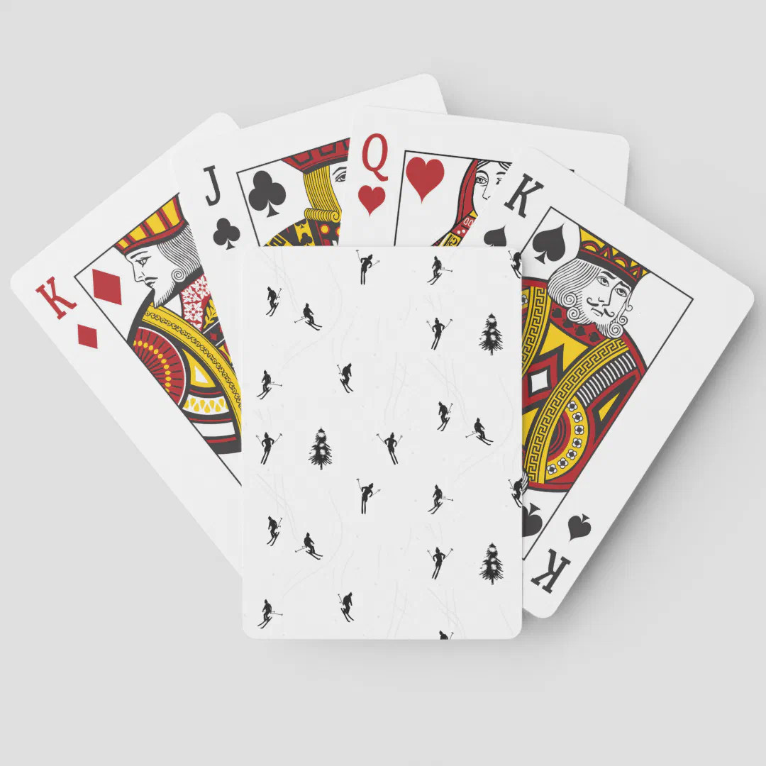 Skiing Modern Black & White Ski Skiers Theme  Poker Cards | Zazzle | Zazzle