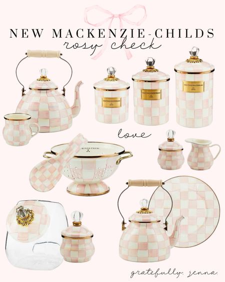 New MacKenzie-Childs Rosy 🌸 pink kitchen pink home pink accessories pink tea kettle pink coffee cups pink canisters pink decor pink cookie jar 💗

#LTKhome