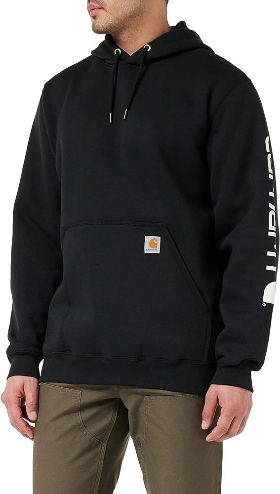 Carhartt Men's Signature Sleeve Logo Hooded Sweatshirt Hooded XLG | Amazon (US)