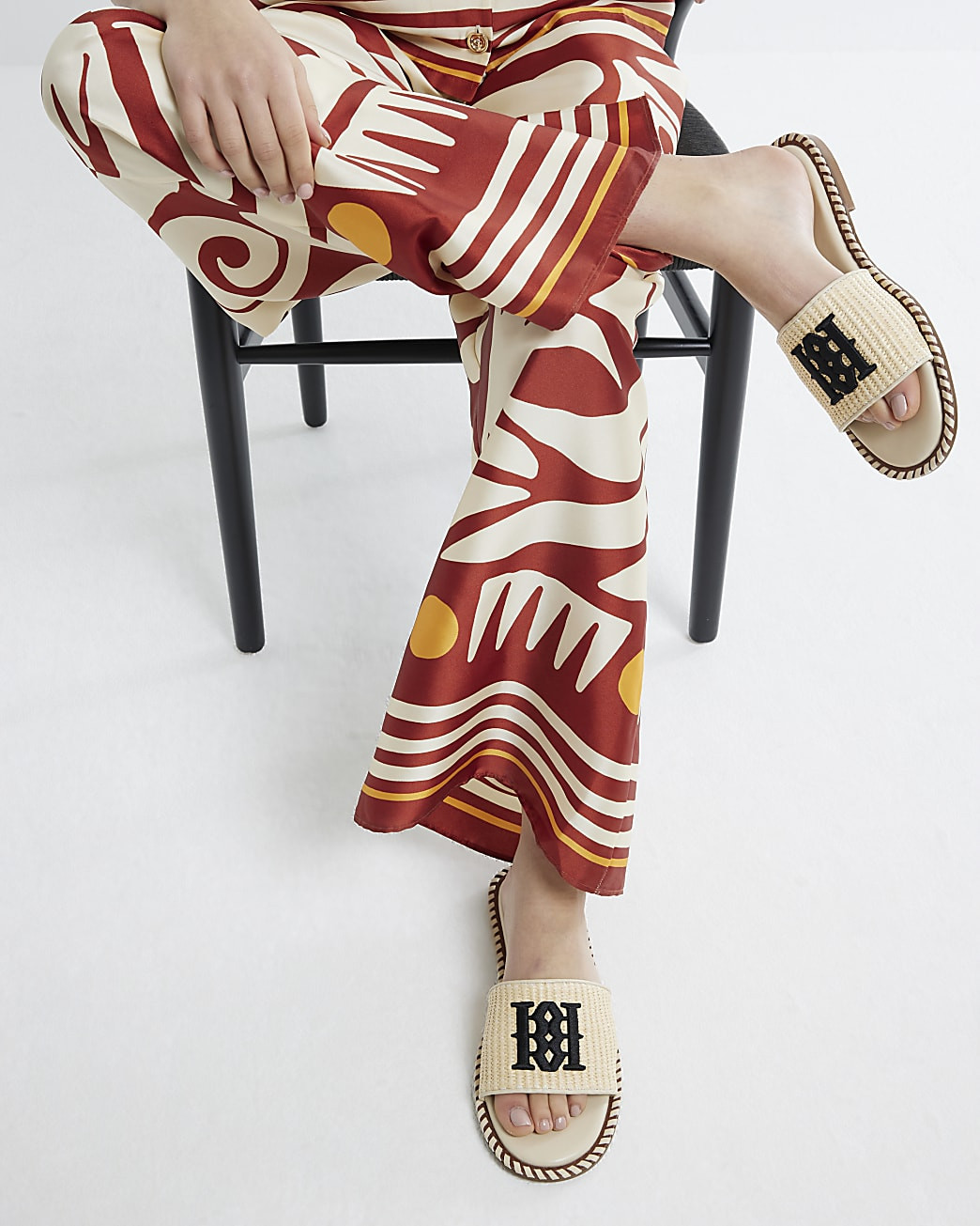 Beige Raffia Flat Sandals | River Island UK & IE