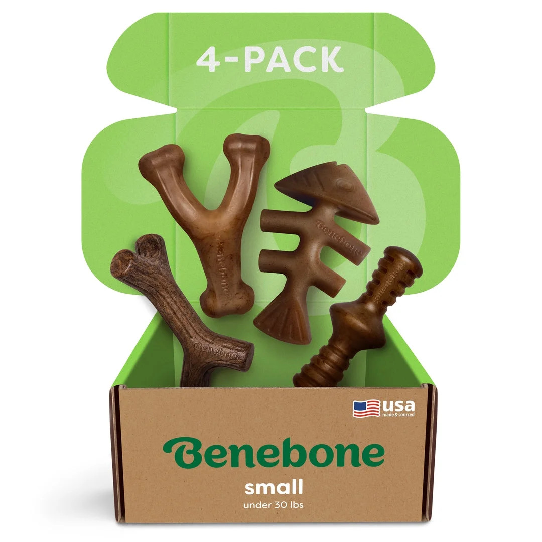 Benebone Small 4-Pack Dog Chew Toys for Aggressive Chewers, 30lbs and Under | Walmart (US)